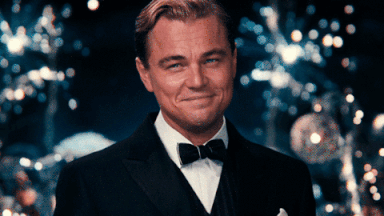 Leonardo Dicaprio from the Great Gatsby toasting